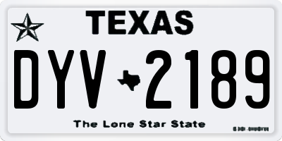 TX license plate DYV2189