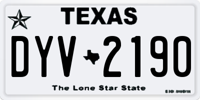 TX license plate DYV2190