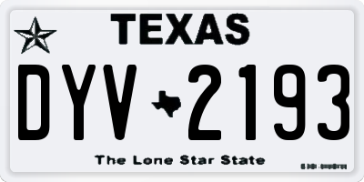 TX license plate DYV2193