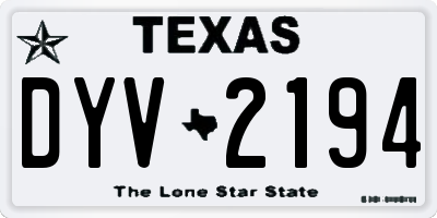 TX license plate DYV2194