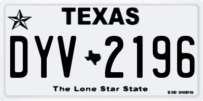 TX license plate DYV2196