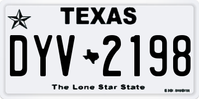 TX license plate DYV2198