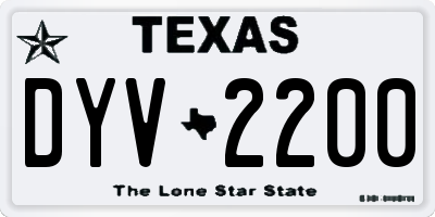 TX license plate DYV2200