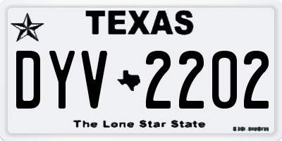 TX license plate DYV2202