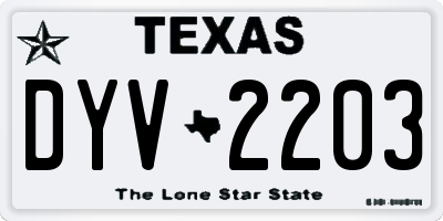 TX license plate DYV2203
