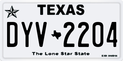 TX license plate DYV2204