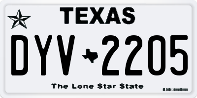 TX license plate DYV2205
