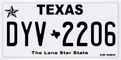TX license plate DYV2206
