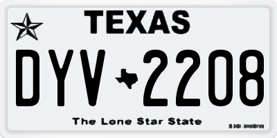 TX license plate DYV2208