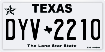 TX license plate DYV2210