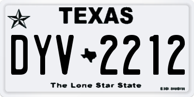 TX license plate DYV2212