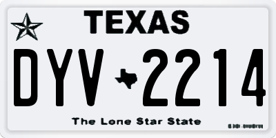 TX license plate DYV2214