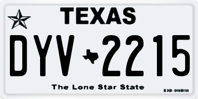 TX license plate DYV2215