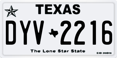 TX license plate DYV2216
