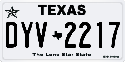 TX license plate DYV2217
