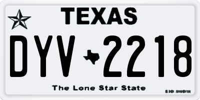 TX license plate DYV2218