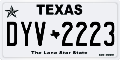 TX license plate DYV2223