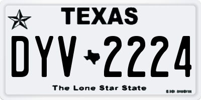 TX license plate DYV2224
