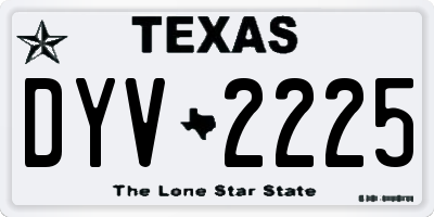 TX license plate DYV2225