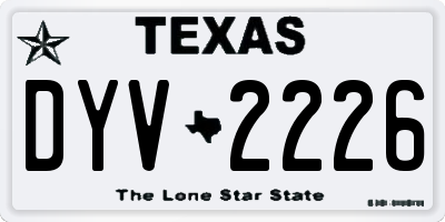 TX license plate DYV2226