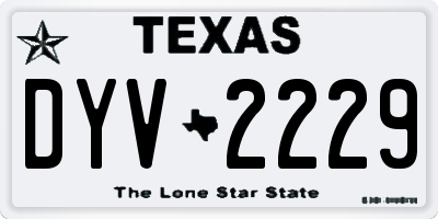 TX license plate DYV2229