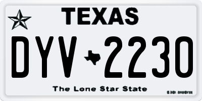 TX license plate DYV2230