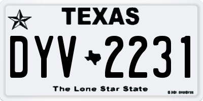 TX license plate DYV2231