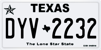TX license plate DYV2232