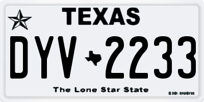 TX license plate DYV2233