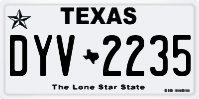 TX license plate DYV2235