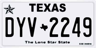 TX license plate DYV2249