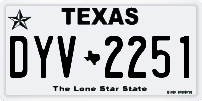 TX license plate DYV2251
