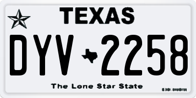 TX license plate DYV2258