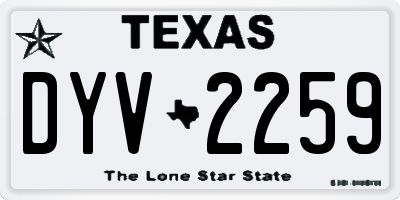 TX license plate DYV2259