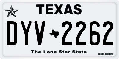 TX license plate DYV2262