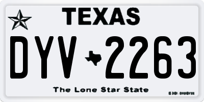 TX license plate DYV2263