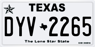 TX license plate DYV2265