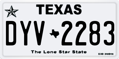 TX license plate DYV2283
