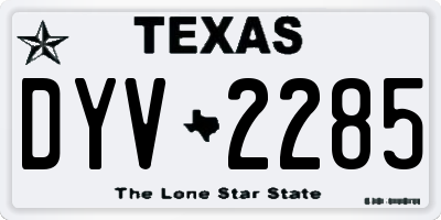 TX license plate DYV2285