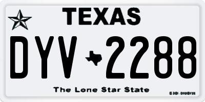 TX license plate DYV2288