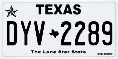 TX license plate DYV2289