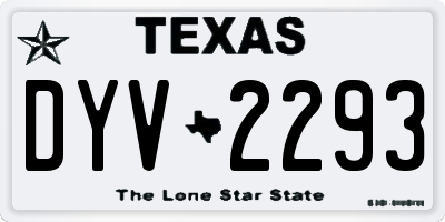 TX license plate DYV2293