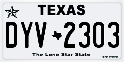 TX license plate DYV2303