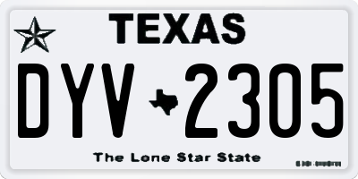 TX license plate DYV2305