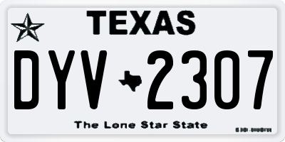 TX license plate DYV2307