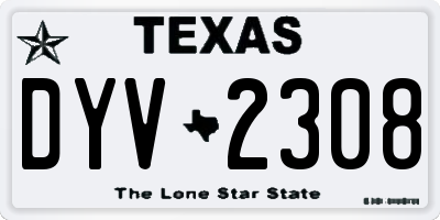 TX license plate DYV2308