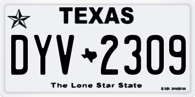 TX license plate DYV2309
