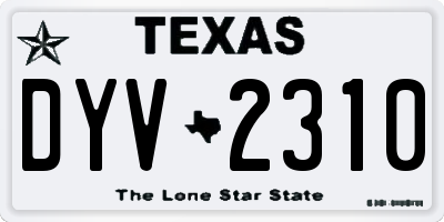 TX license plate DYV2310