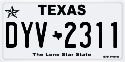TX license plate DYV2311