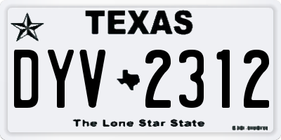 TX license plate DYV2312
